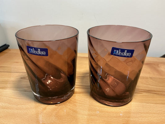 ￼Levellara Tumbler Glass Set of 2 Brown. Made In Italy