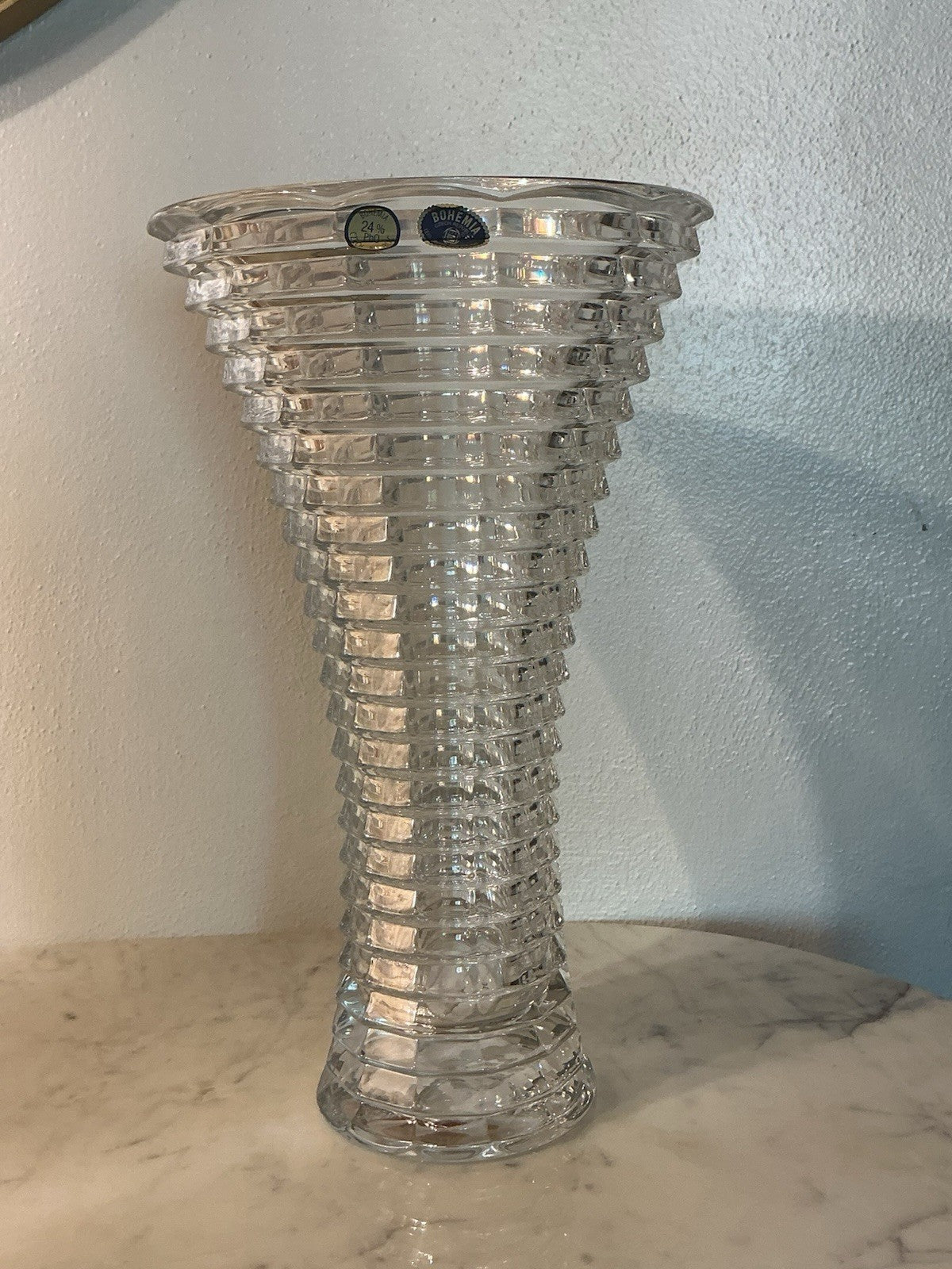 BOHEMIA CRYSTAL BLADE VASE 10”