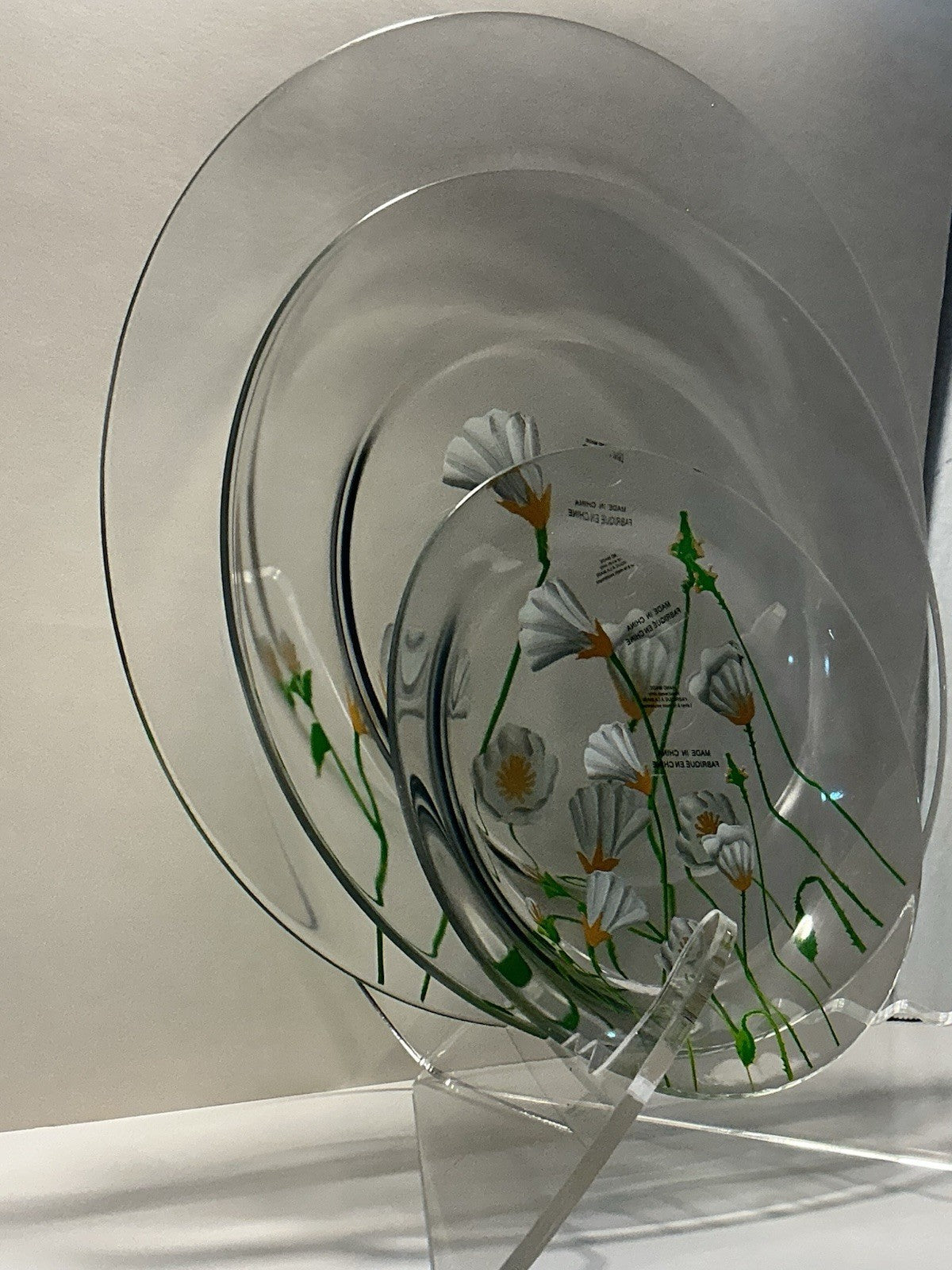 Hand Painted Clear Plate Dinner Glass