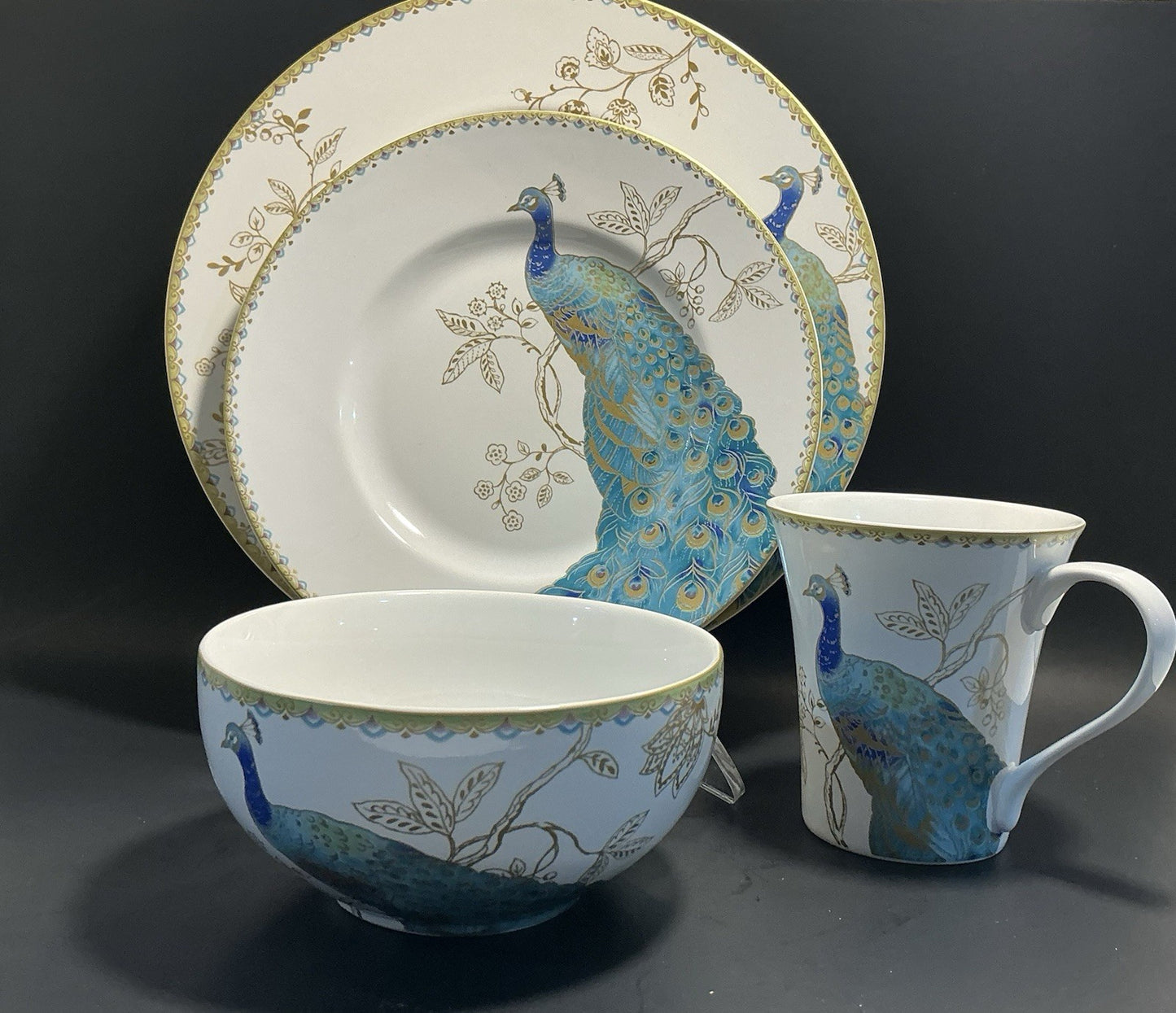 222 Fifth Peacock Garden Porcelain Salad Plate 8  Inches