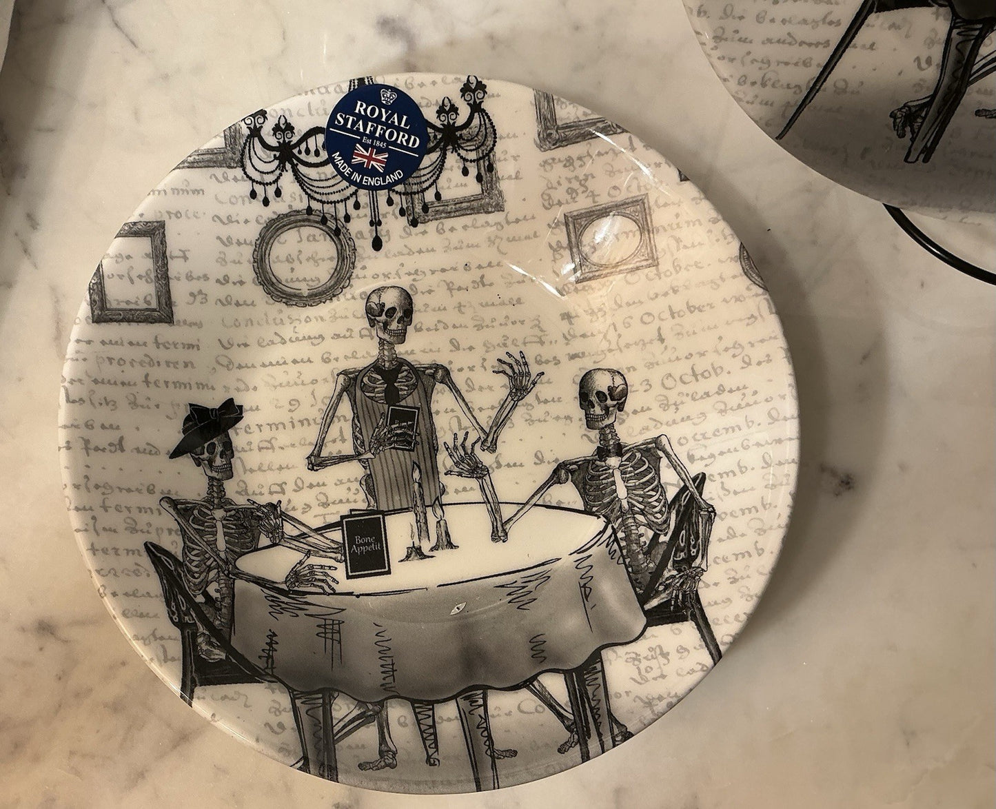 Royal Stafford Halloween Pasta/Soup Bowl Bone Appetite Skelaton