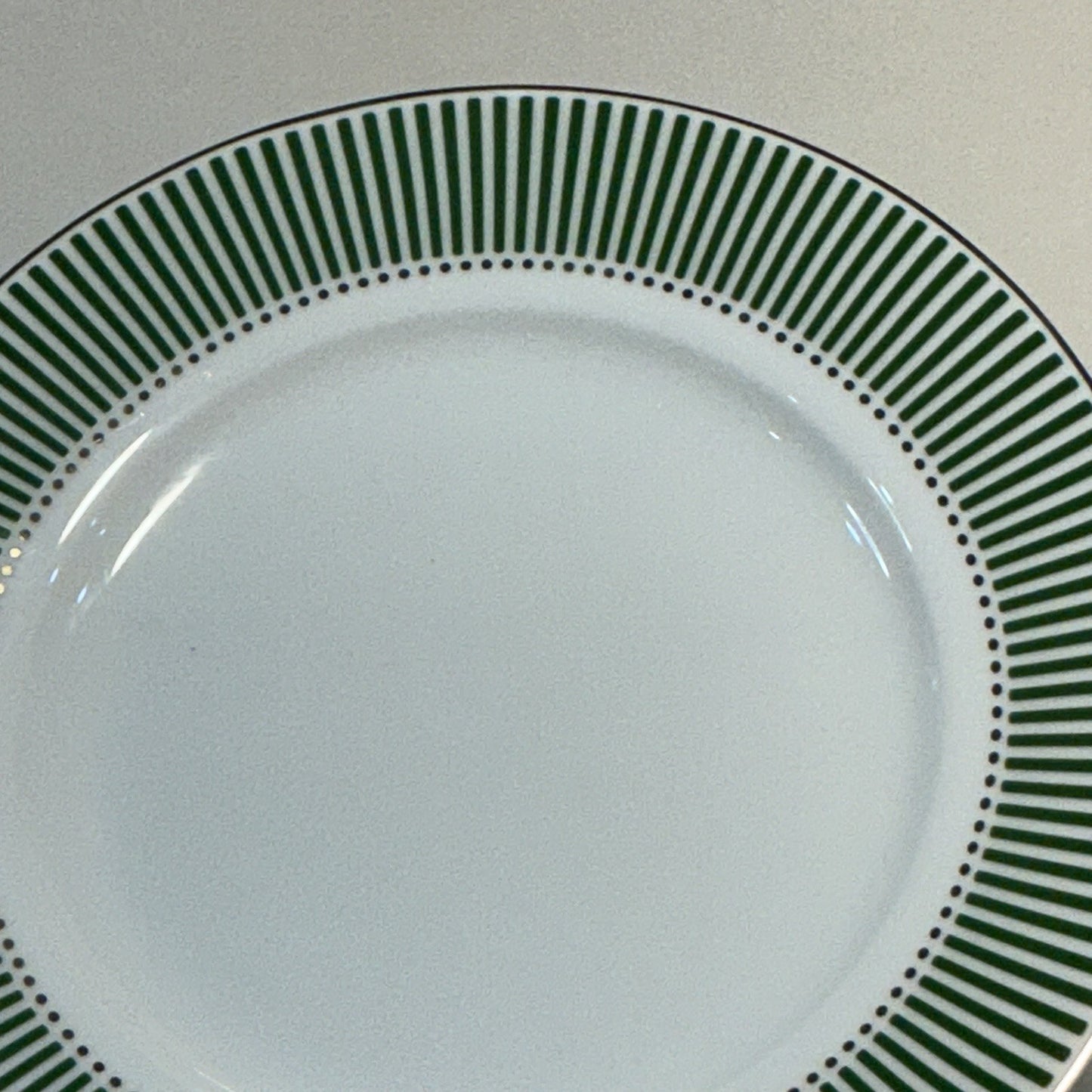 Set of 3 Monterey Bay 7 1/2" Appetizer / Salad Plates, Green,white,gold Stripe