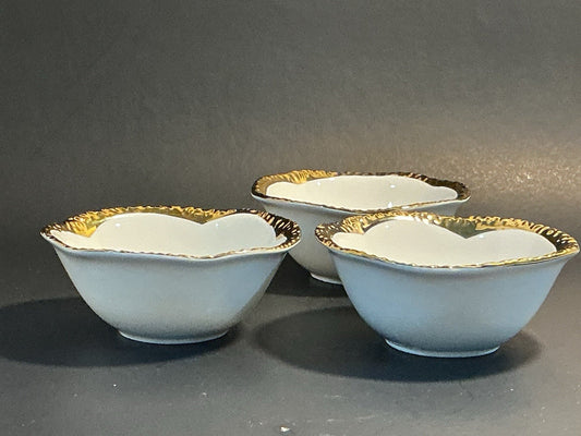 Yedi Small Bowls With Gold Rim Set Of 3