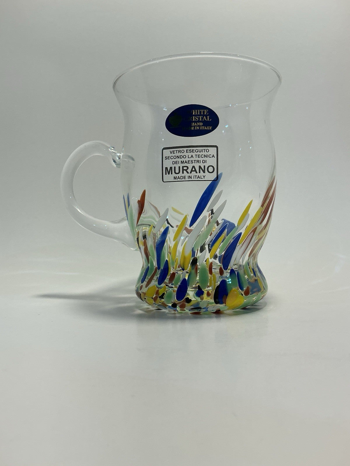 Murano Vetro Eseguito Confetti Glass Mug 1 piece Hand Blown made in Italy 10oz