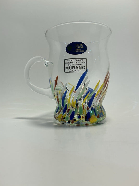 Murano Vetro Eseguito Confetti Glass Mug 1 piece Hand Blown made in Italy 10oz