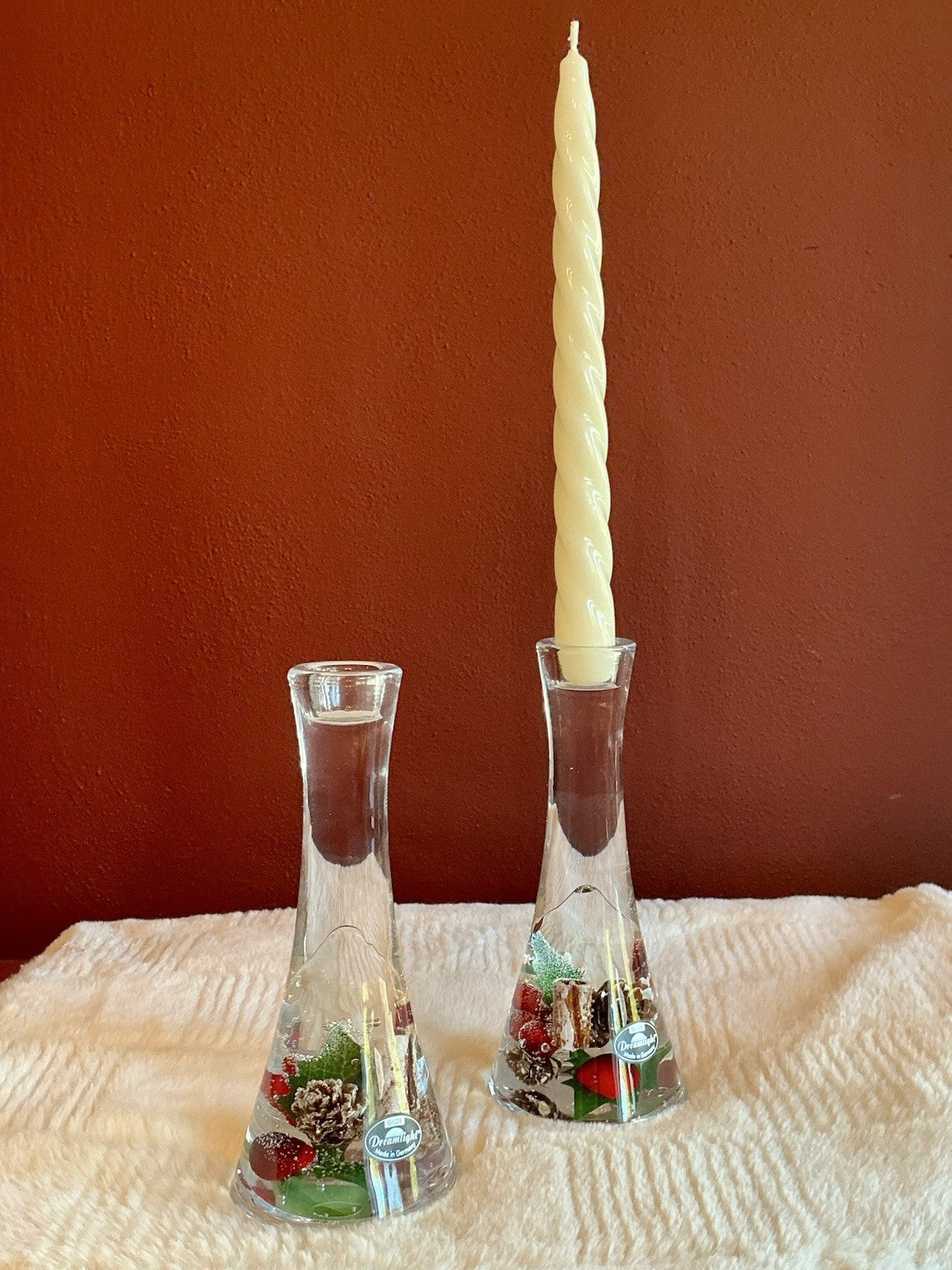Dreamlight Candle Holder 6.75 x 2.5 Holiday Decor Christmas. Set of 2