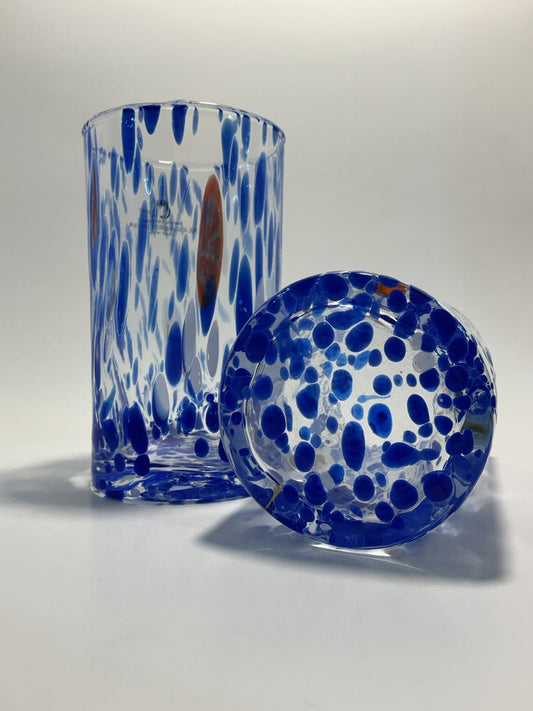 Set of 2 Arte Di Murano blue, multicolored   Tumblers by Alessandro Coppola 16oz