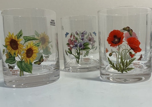 Portmeirion Botanic Garden 16oz Double Old Fashion Glasses Set Of 3