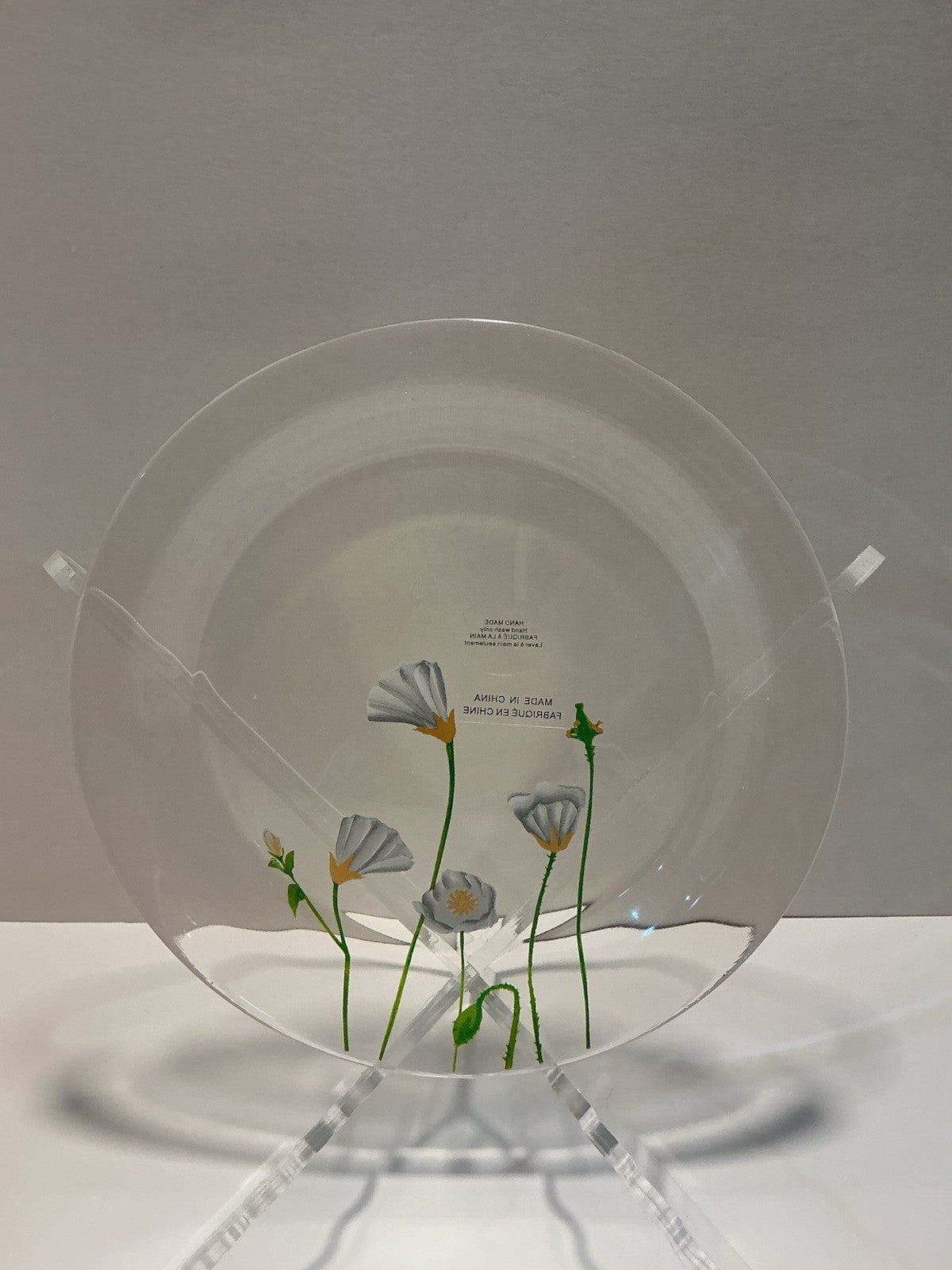 Hand Painted Clear Plate Dinner Glass