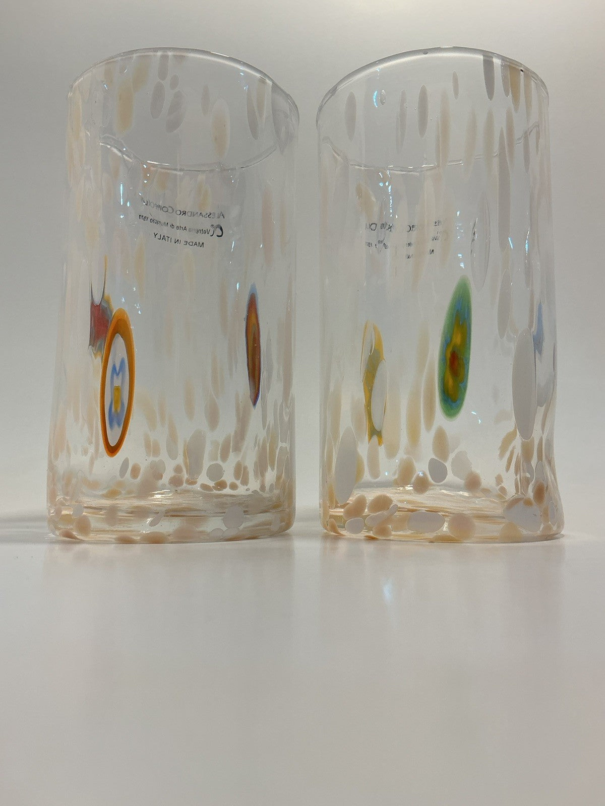 Set of 2 Arte Di Murano Multicolors Tumblers by Alessandro Coppola 16oz