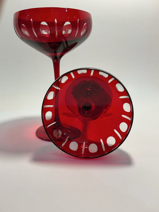 ￼ Set of 2 Champagne Glasses, Italo Red