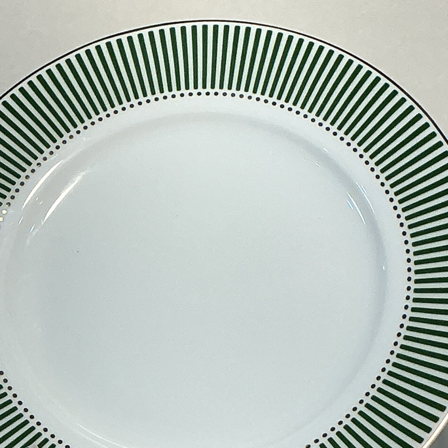Set of 3 Monterey Bay 7 1/2" Appetizer / Salad Plates, Green,white,gold Stripe