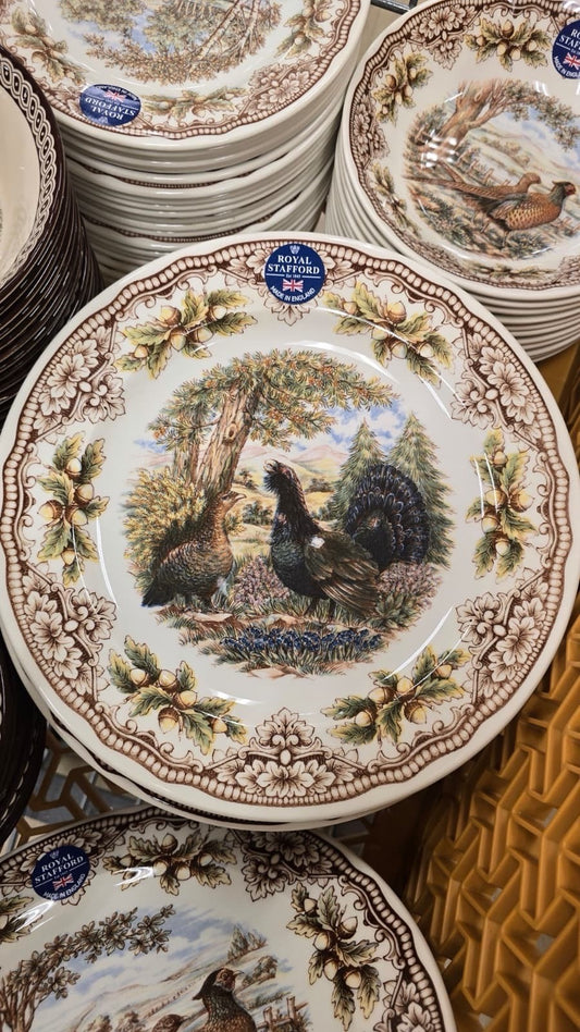 Royal Stafford Homeland Capercaillie Bowl 7.5" - Disc Victorian English Pottery