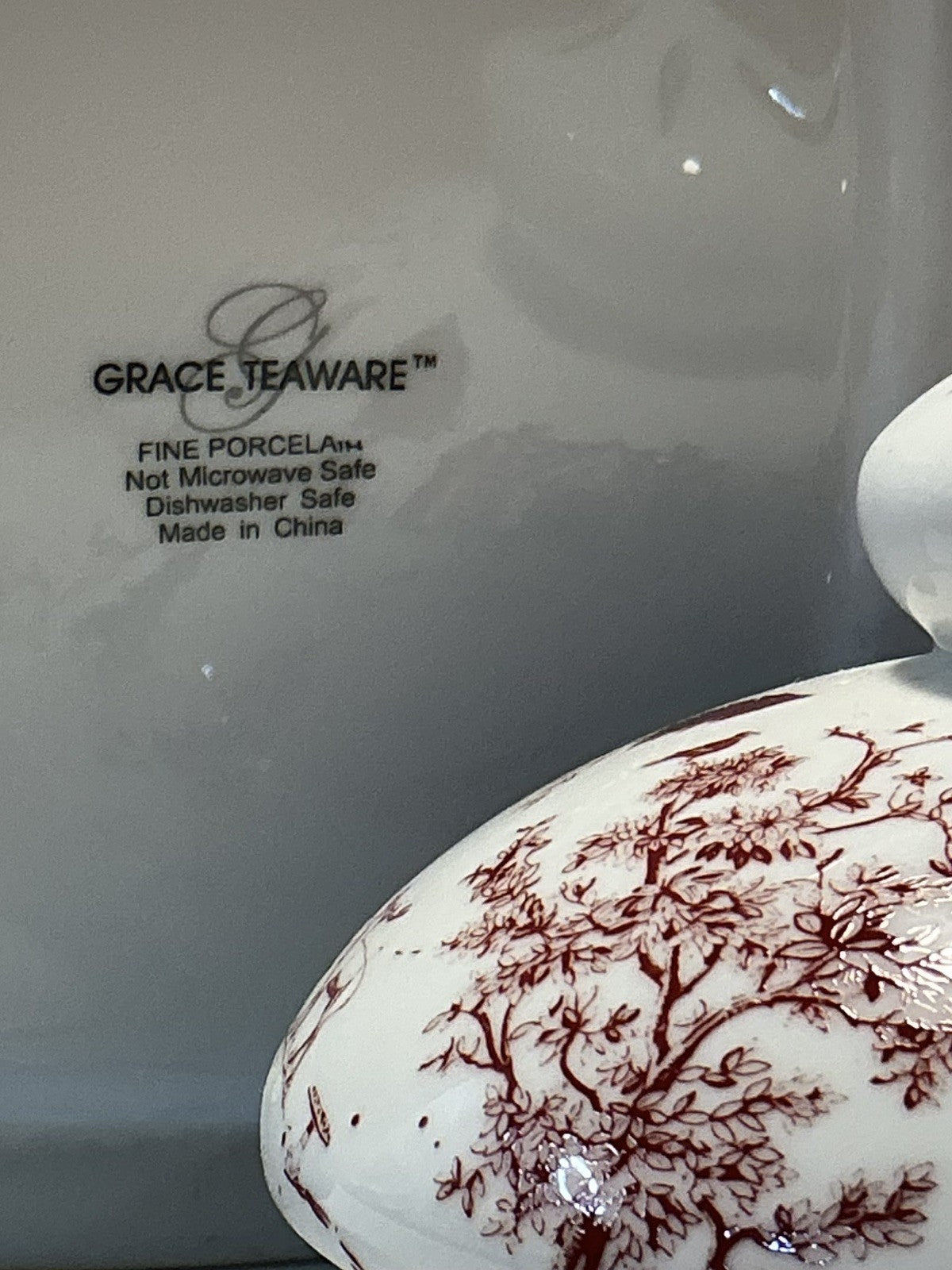 Grace Teaware Cookie Jar 8” High Red Village Toile Winter Scene 5” diameter