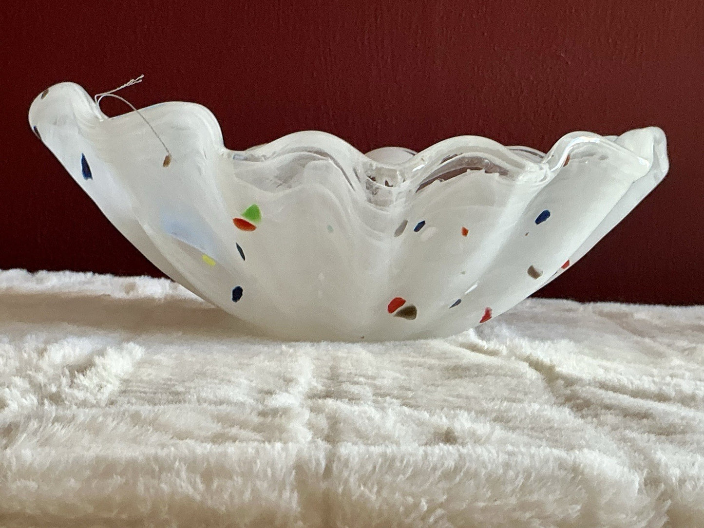 Confetti Hand Blown Glass Bowl Blue Red Green White Murano Italy