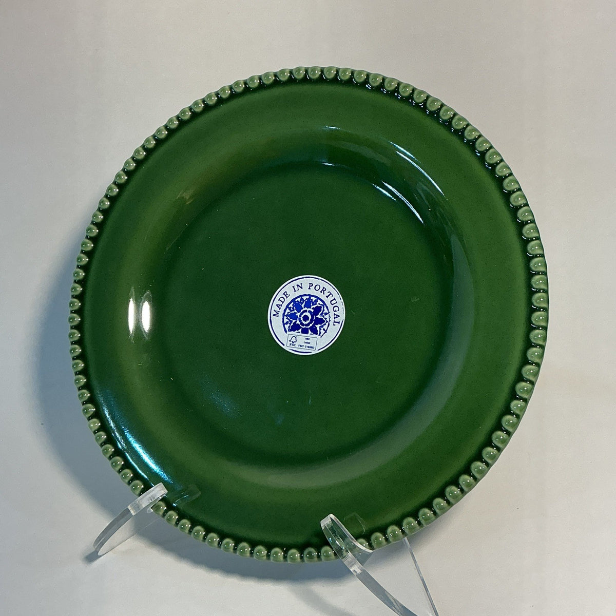 Matceramica Stoneware Portugal Dark Green Beaded Edge 9" Salad  plate