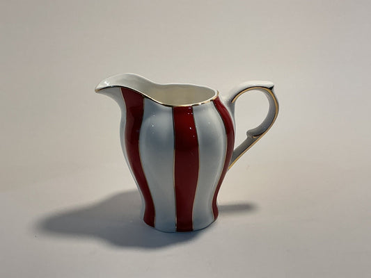 Grace Teaware Set of  2 Teacup & Saucer Large Red & White Stripes WITH CREAMER