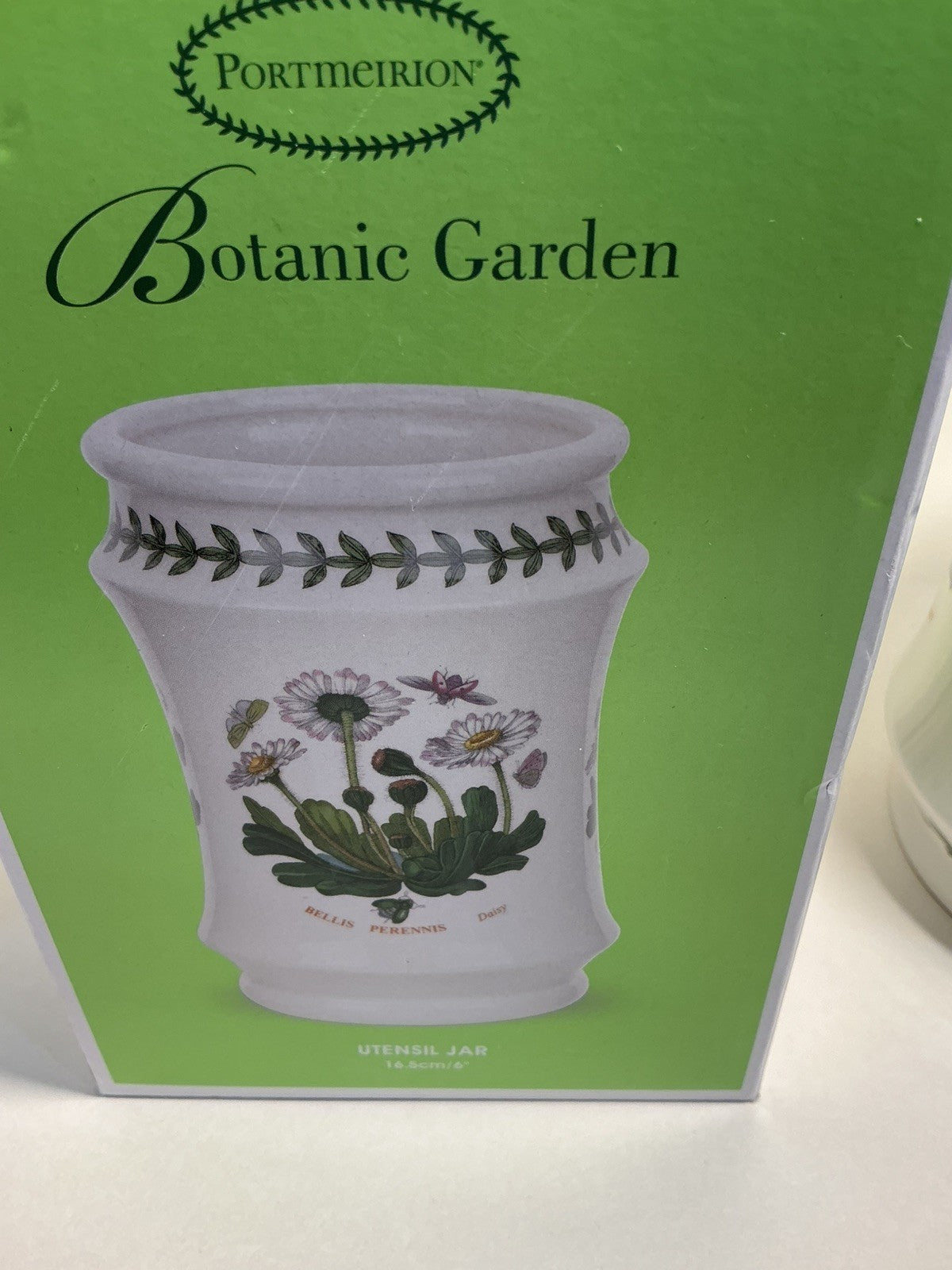 Portmeirion Botanic Garden Utensil Jar 6” Porcelain Daisy Daisies Bee Butterfly