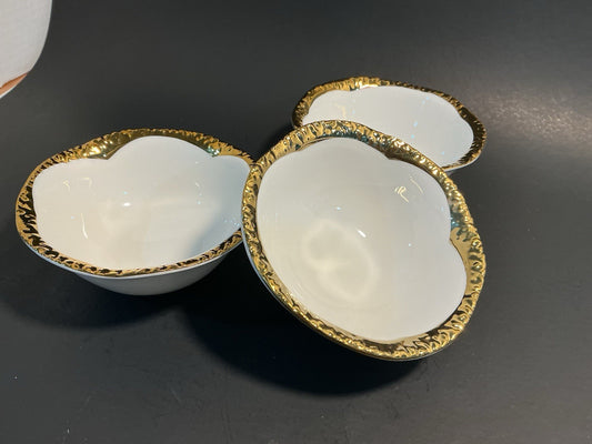 Yedi Small Bowls With Gold Rim Set Of 3