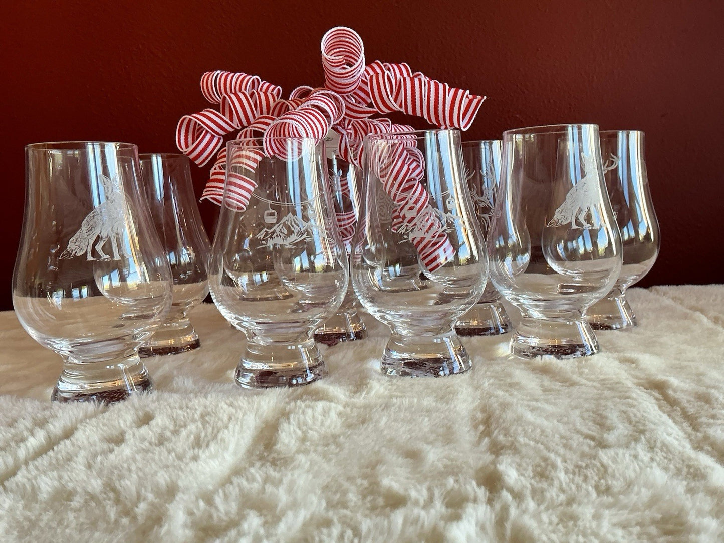 Set Of 2 Glencairn Whiskey Tasting Glasses Deer Head