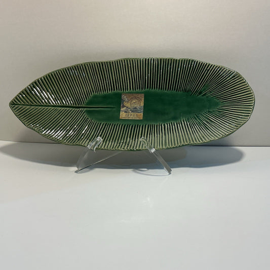 Banana Leaf Platter Green 12.3/4” Long 5”wide Made In Japan/world Traveler