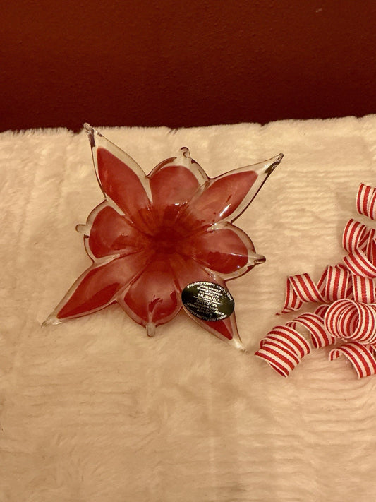 Arte di MURANO Red Petals Delicate Glass Flower  ORIGINAL TAGs  Made in Italy