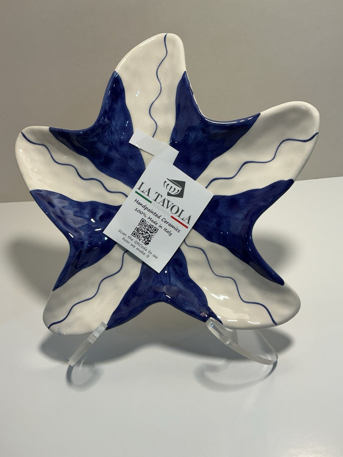 La Tavola Starfish Blue And White Plate 10 Inches Diameter