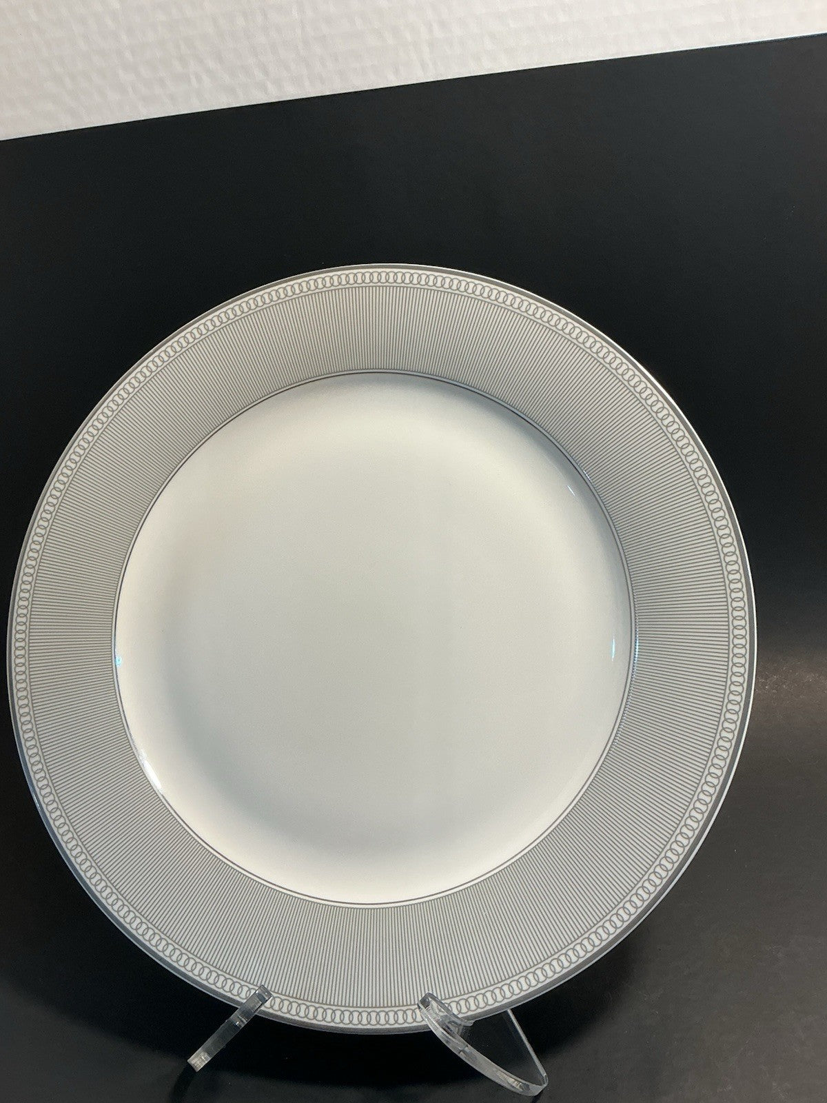 Grace Teaware Silver Stripes Border Dinner Plate 10