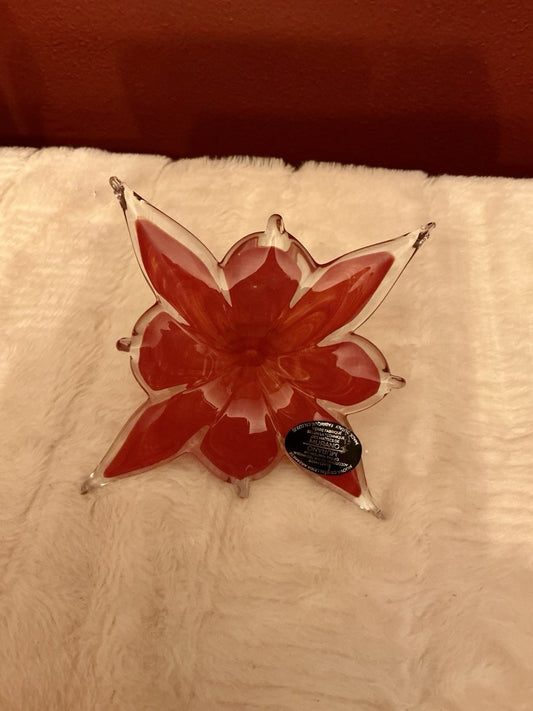 Arte di MURANO Red Petals Delicate Glass Flower  ORIGINAL TAGs  Made in Italy