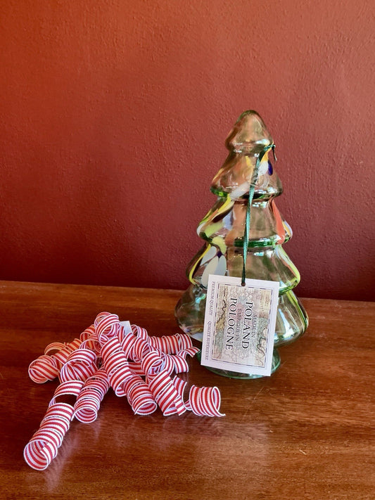 Art Glass Holiday Tree By Zorza Glassworks Poland 10”