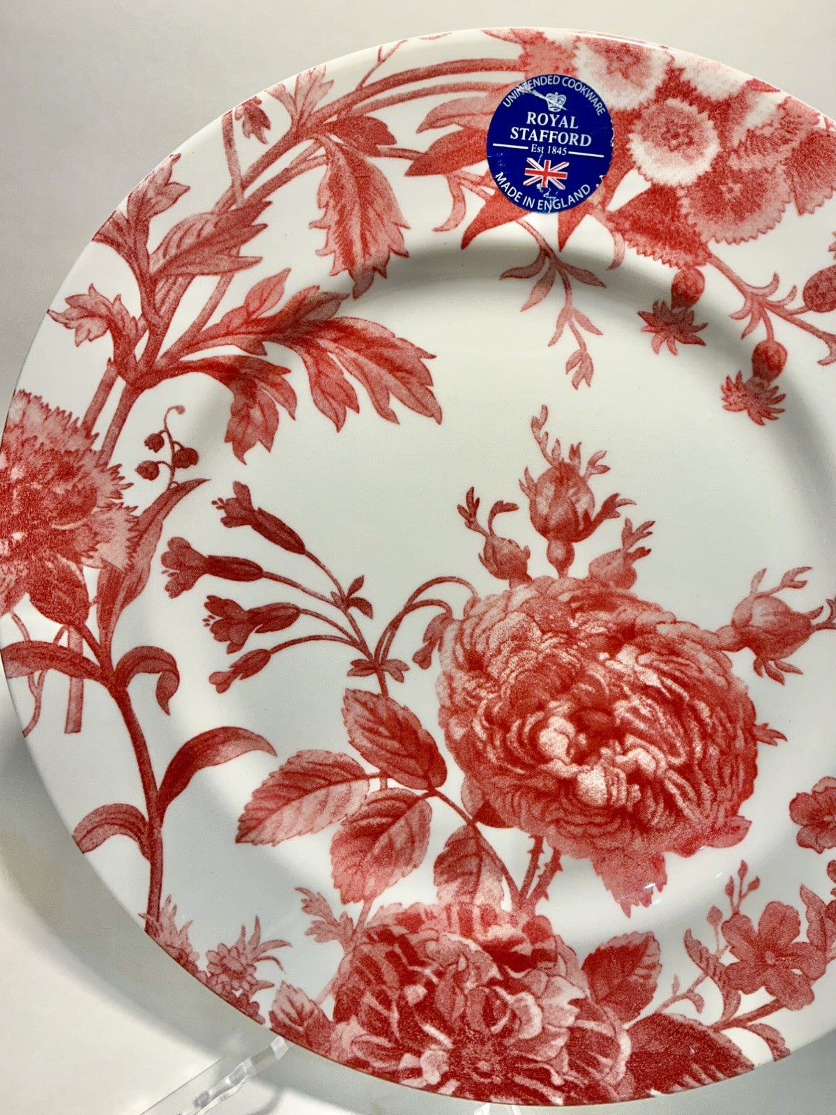 Royal Stafford Coral Floral Weave Dinner Plate made in England   10.5”