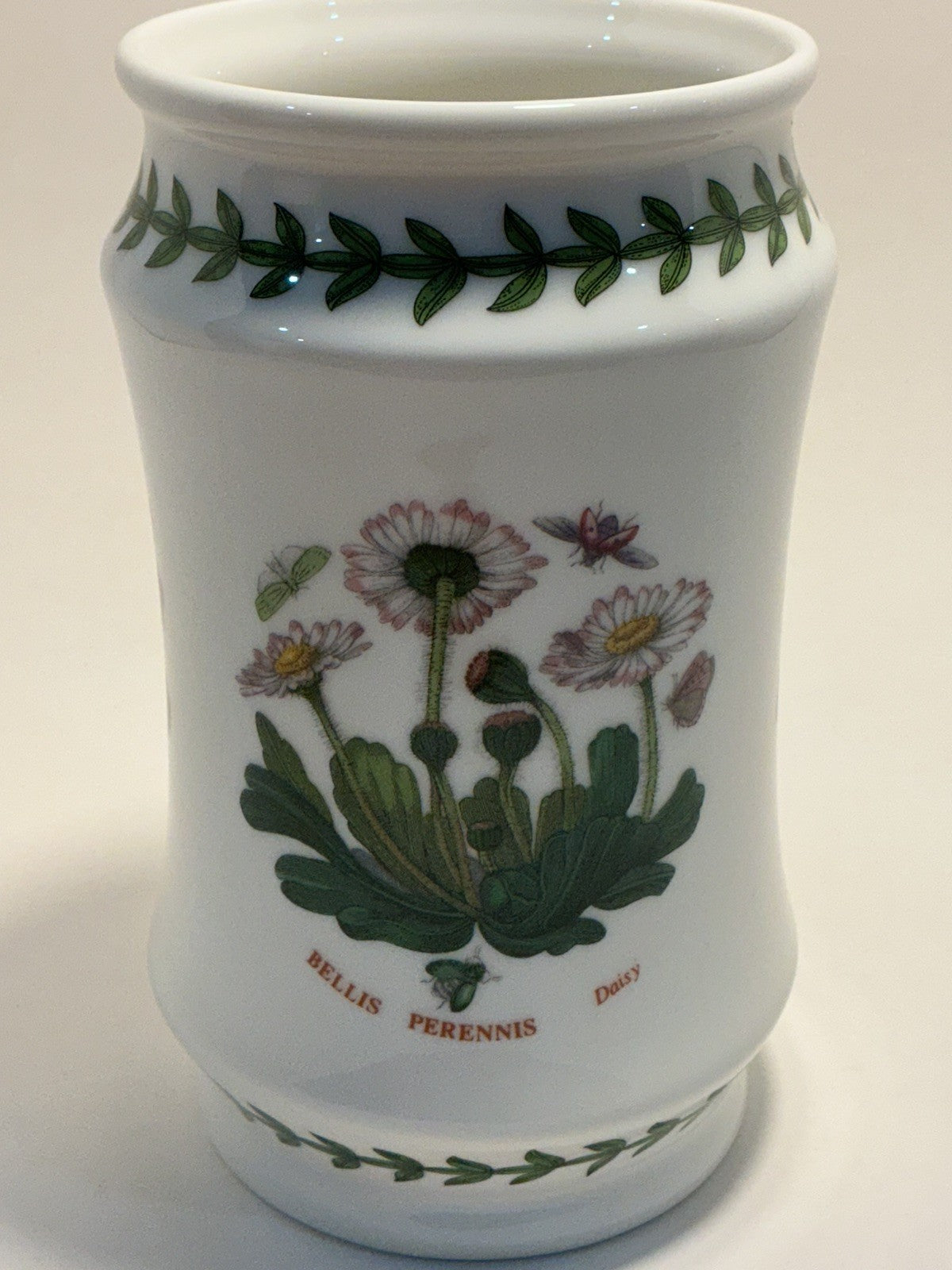 Portmeirion Botanic Garden Utensil Jar 6” Porcelain Daisy Daisies Bee Butterfly
