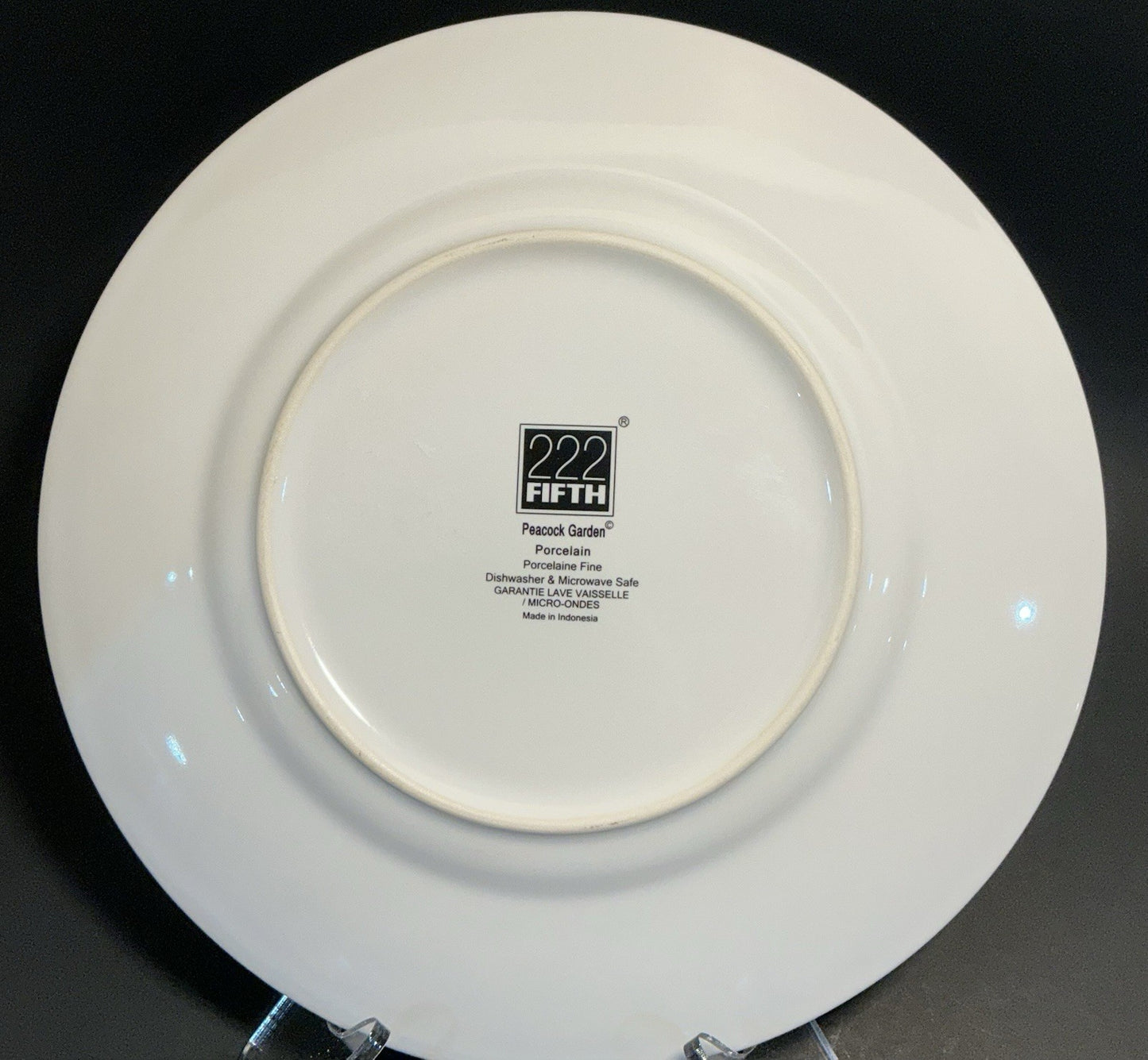 222 Fifth Peacock Garden Porcelain Dinner Plate Gold Floral 10 3/4 “