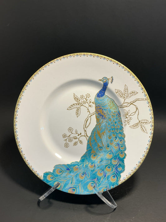 222 Fifth Peacock Garden Porcelain Salad Plate 8  Inches