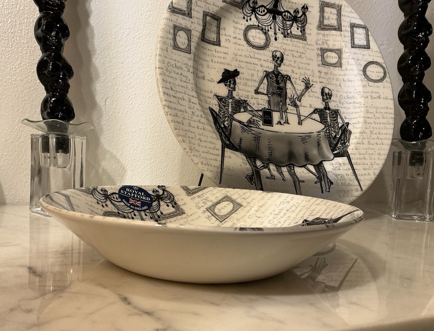 Royal Stafford Halloween Pasta/Soup Bowl Bone Appetite Skelaton
