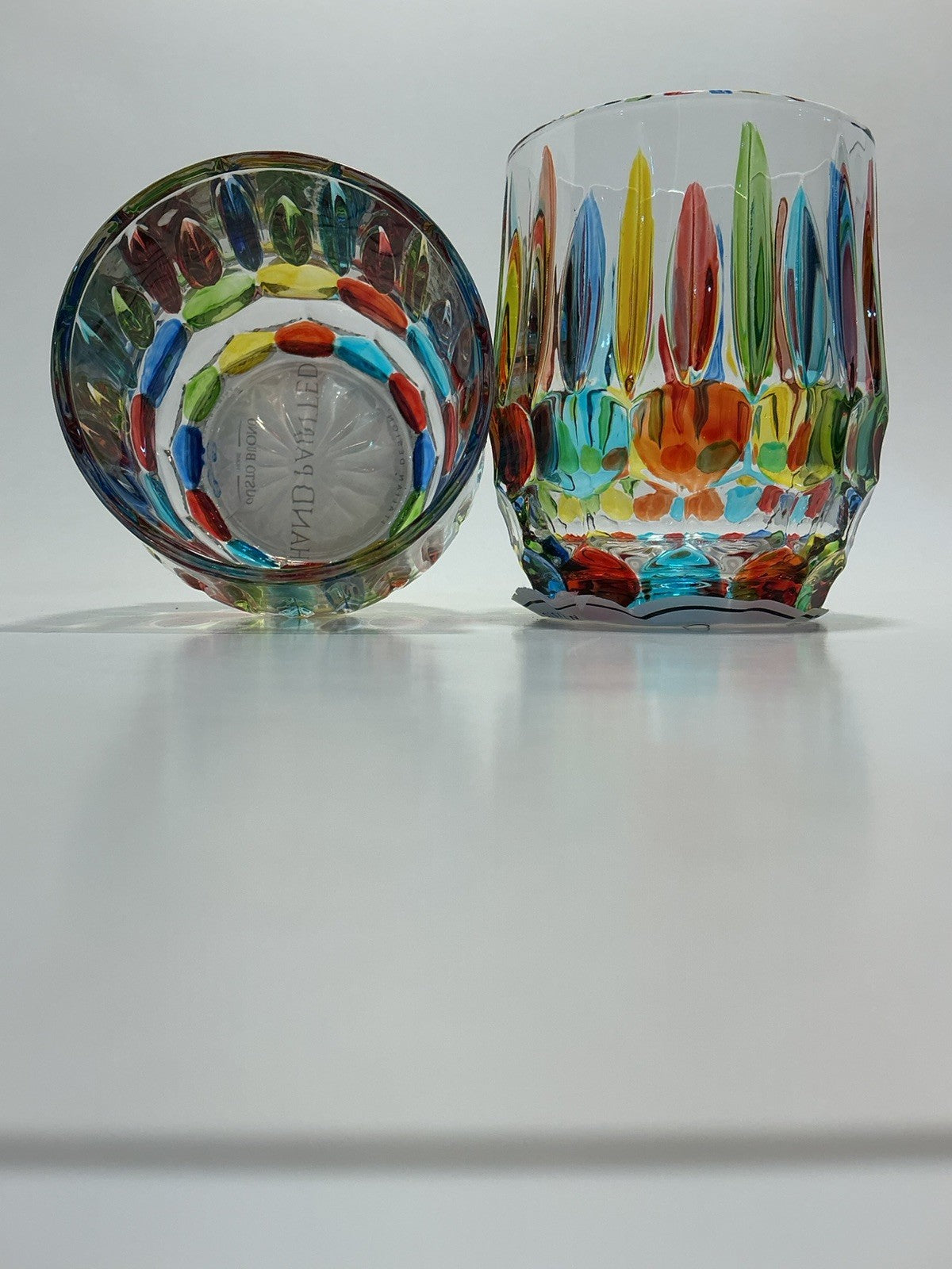 Gusto Buono Multicolor Glasses 2pcs Set Hand Painted Italian