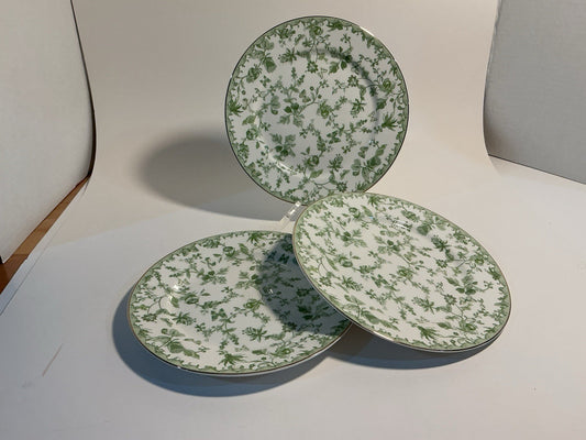 Monterey Bay  Green Garden Floral and vine design Salad Plate Set Of 3