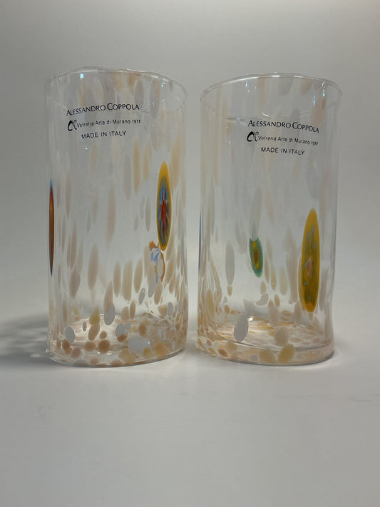 Set of 2 Arte Di Murano Multicolors Tumblers by Alessandro Coppola 16oz