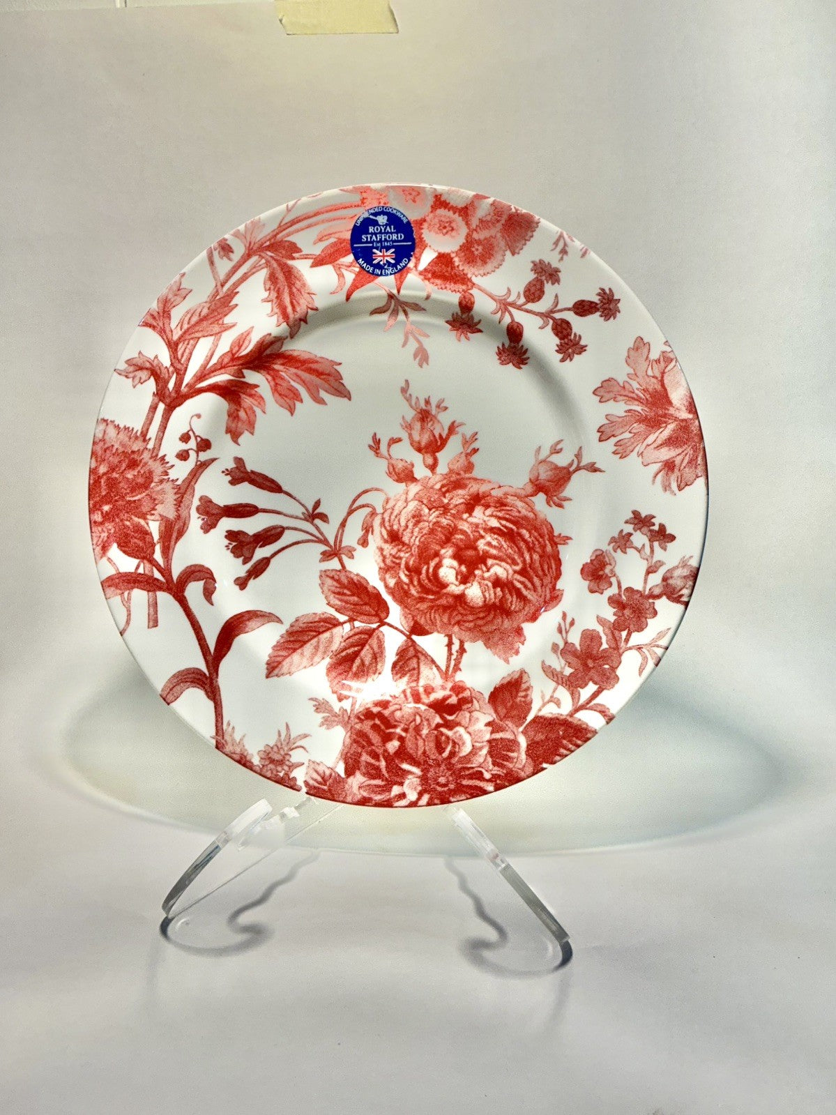 Royal Stafford Coral Floral Weave Dinner Plate made in England   10.5”