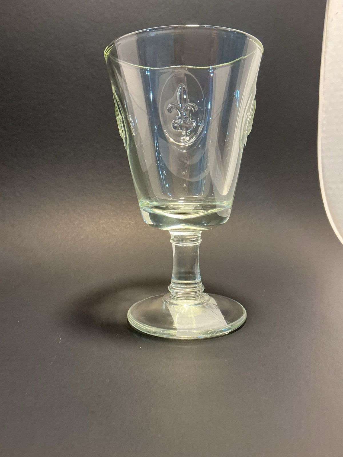 La Rochère Fleur de Lis Wine Glass Clear with Yellow Tint Made In France