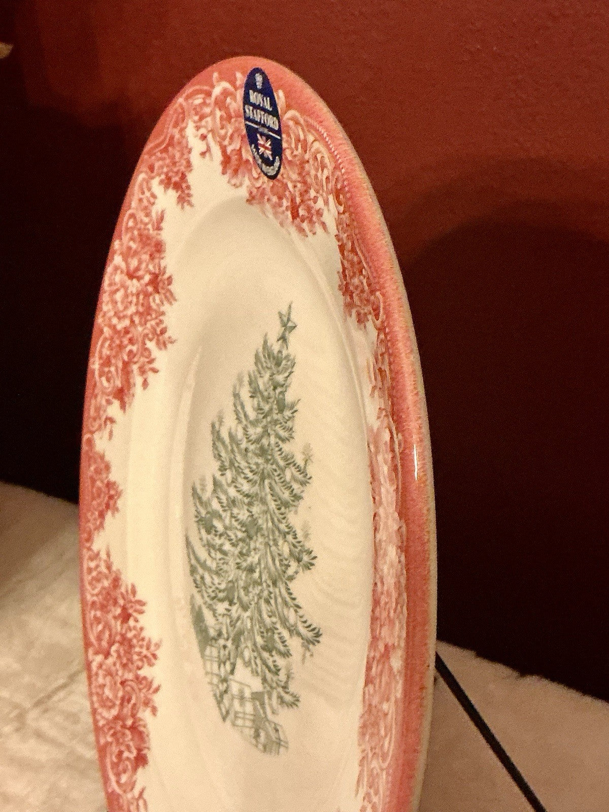Royal Stafford Christmas Tree Red and Green Dinner Plate 11”
