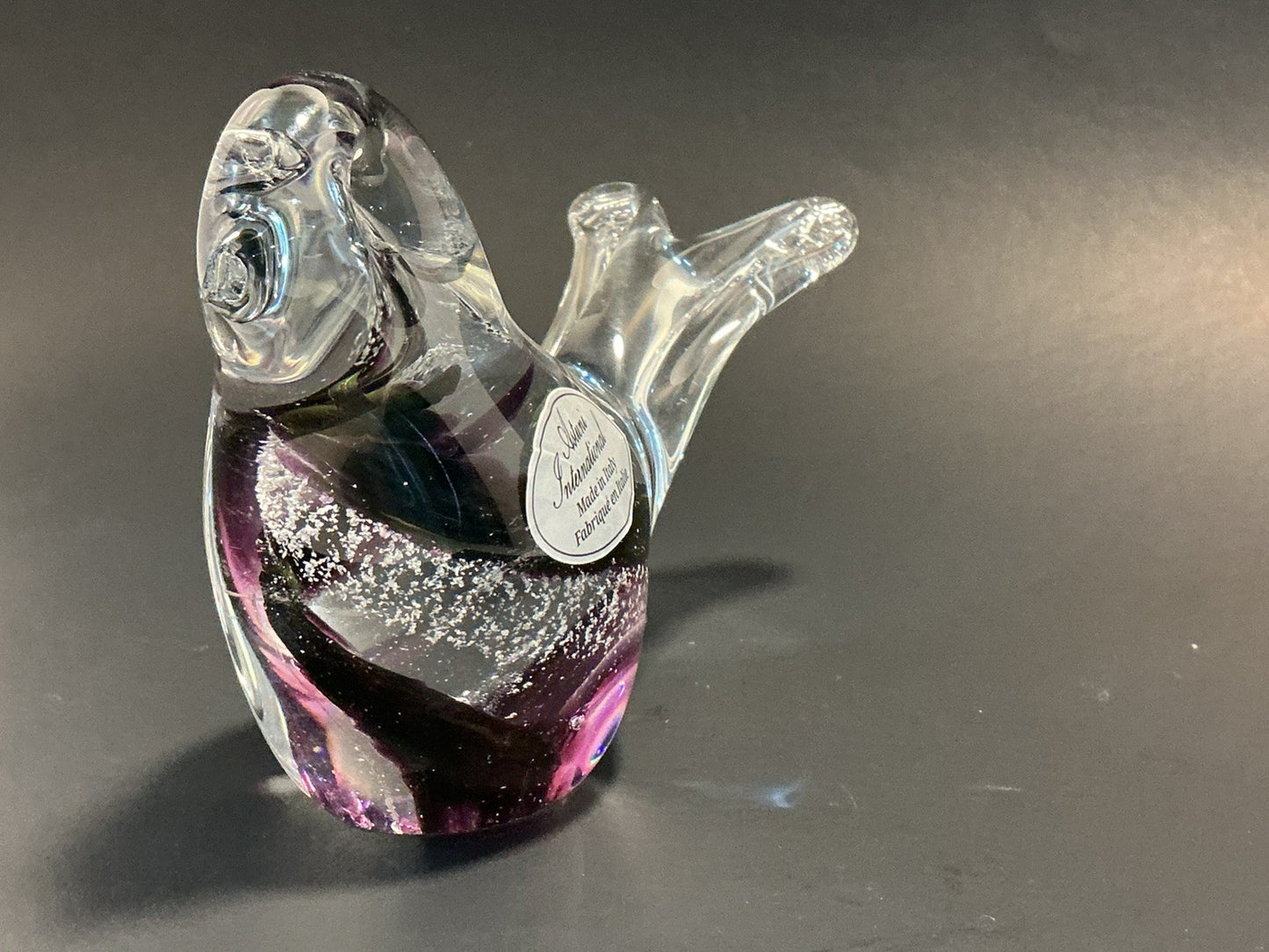 MURANO Bird Glass Figurine Hand Blown In Italy By Astoria Inter.3.5"high,5”wide