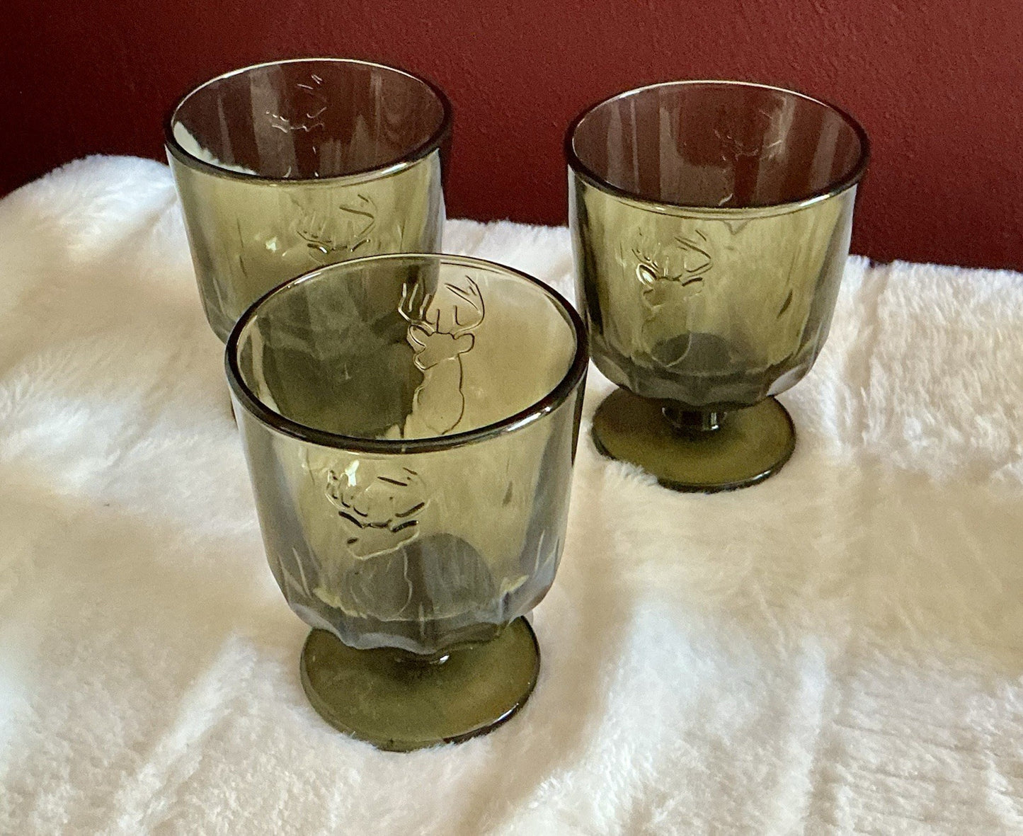La Rochère Deer Head Short Stem Olive Green Made In France  Set Of  2