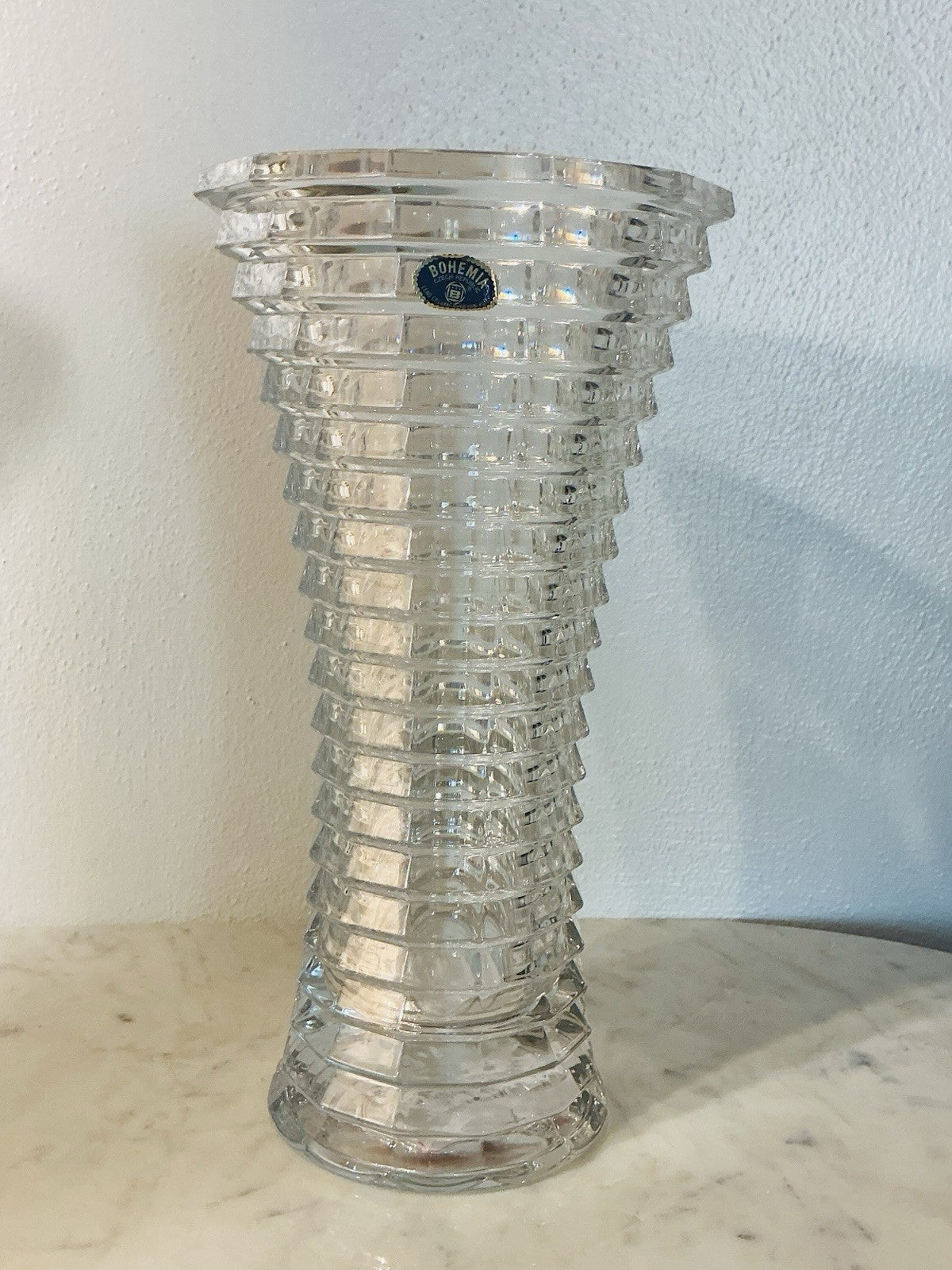 BOHEMIA CRYSTAL BLADE VASE 10”
