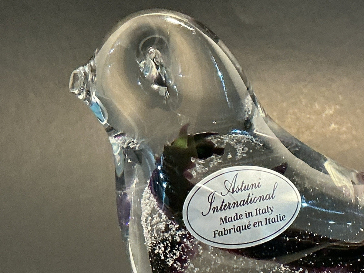 MURANO Bird Glass Figurine Hand Blown In Italy By Astoria Inter.3.5"high,5”wide