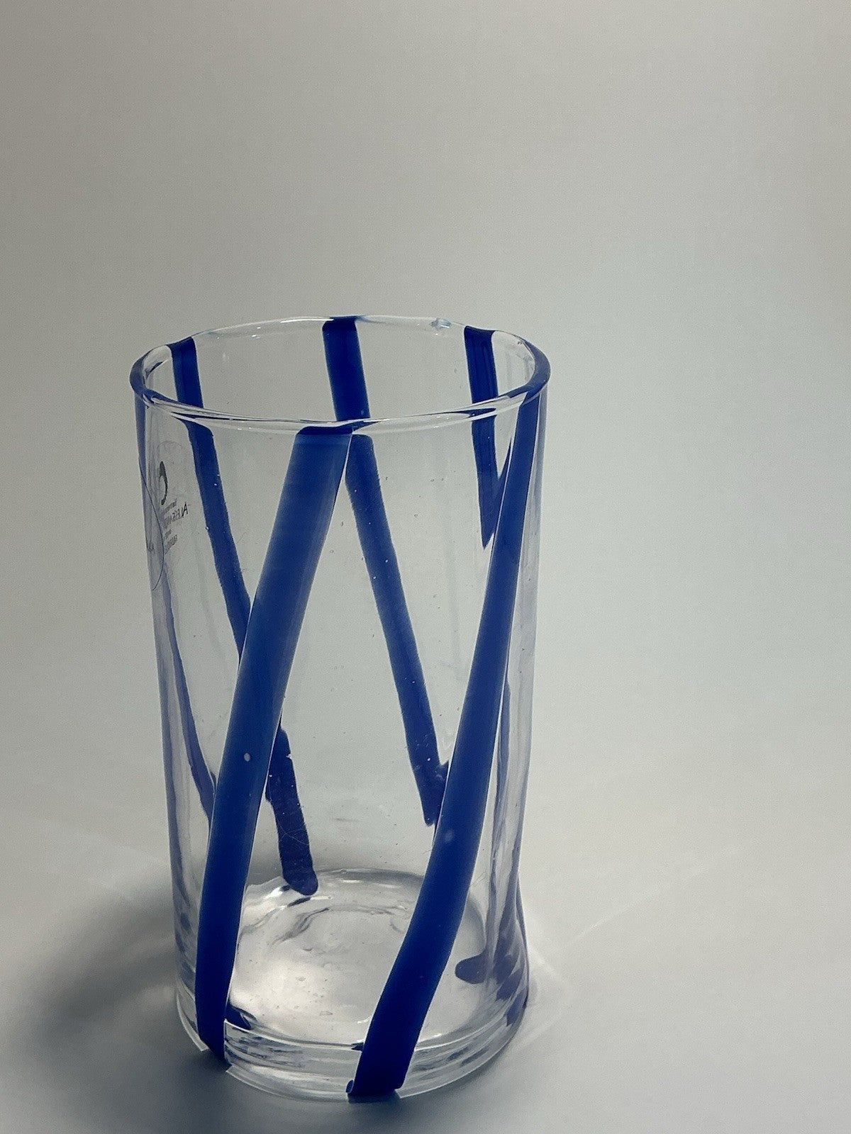 Murano Alessandro Coppola Long Glass Blue Stripes Hand Blown 1 Glass