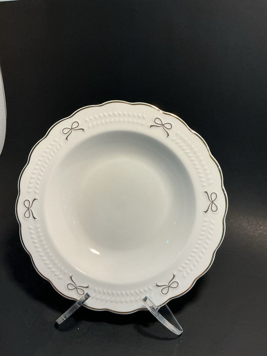 Yedi Gold Bow On White Coupe Soup Bowl 8 Inches Ceramic Coquette Bridal