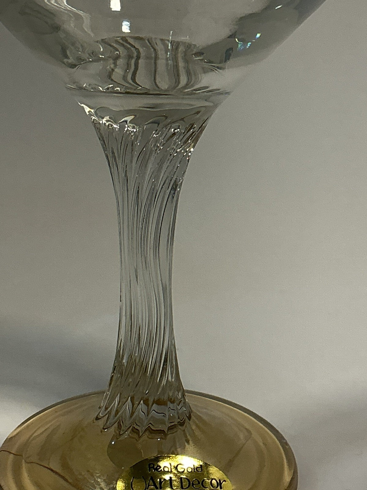 Set of 2  Champagne glasses Art Decor Real Gold Made In Italy