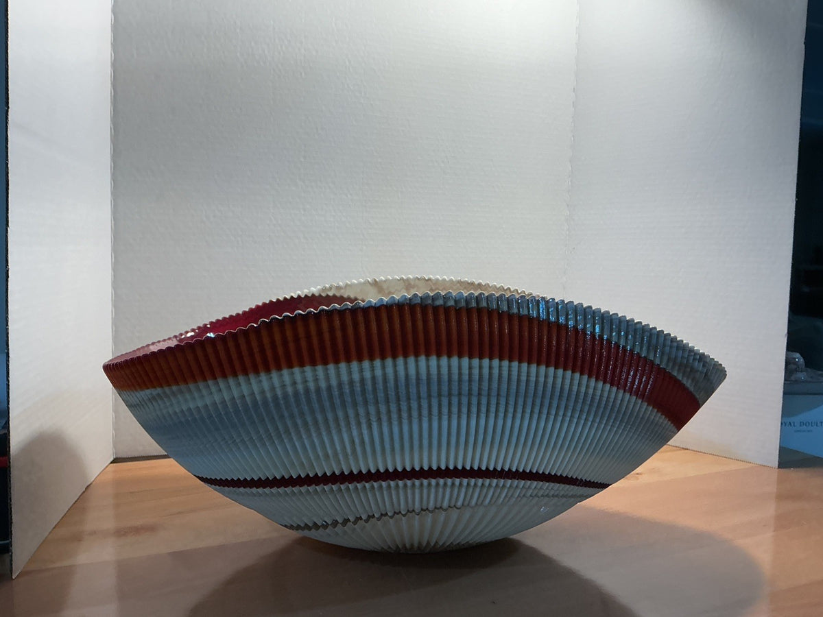 Yalos Murano  18.5 inches Iridescent Glass Abalone Mother of Pearl Folded Bowl