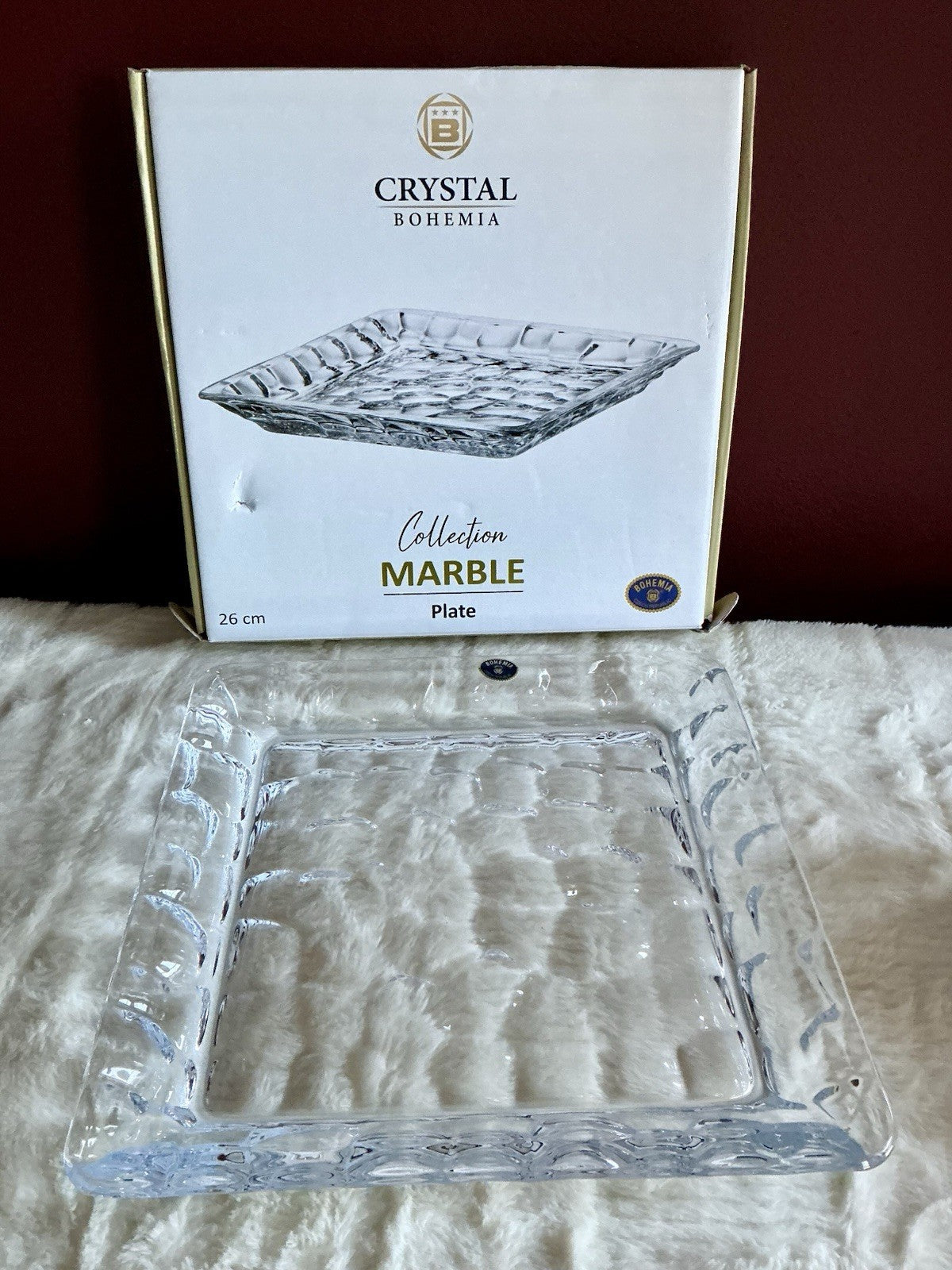 Crystal Bohemia Square Shaped Dish Czech Republic